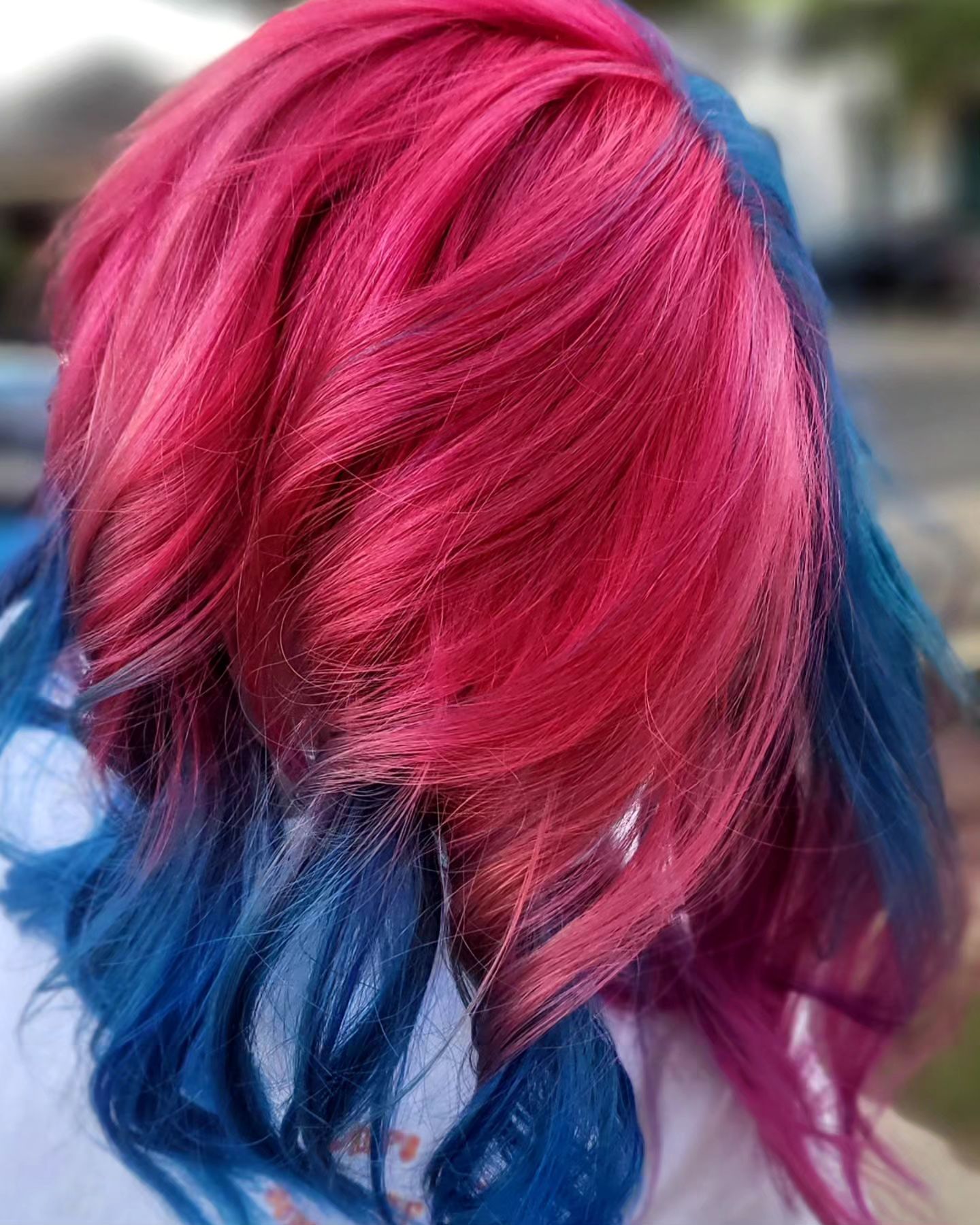 pink and blue colored hair