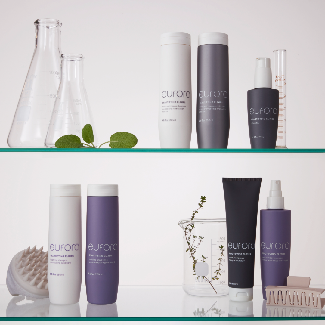 Eufora color care product line flat lay - bright hair color maintenance - Wicked Hues New Orleans