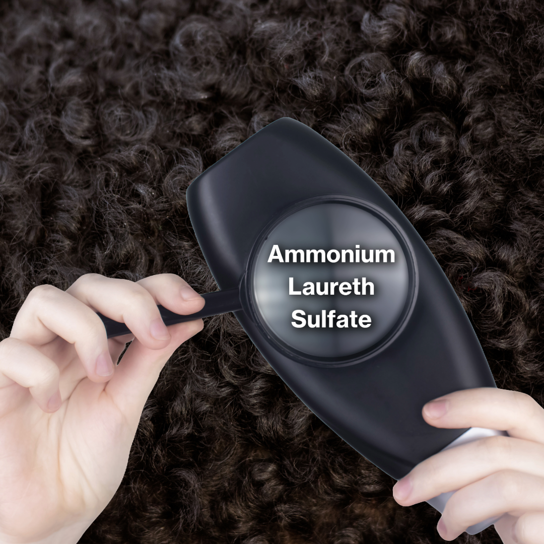 Curl product ingredient label under magnifying glass - hidden damaging ingredients - Wicked Hues New Orleans