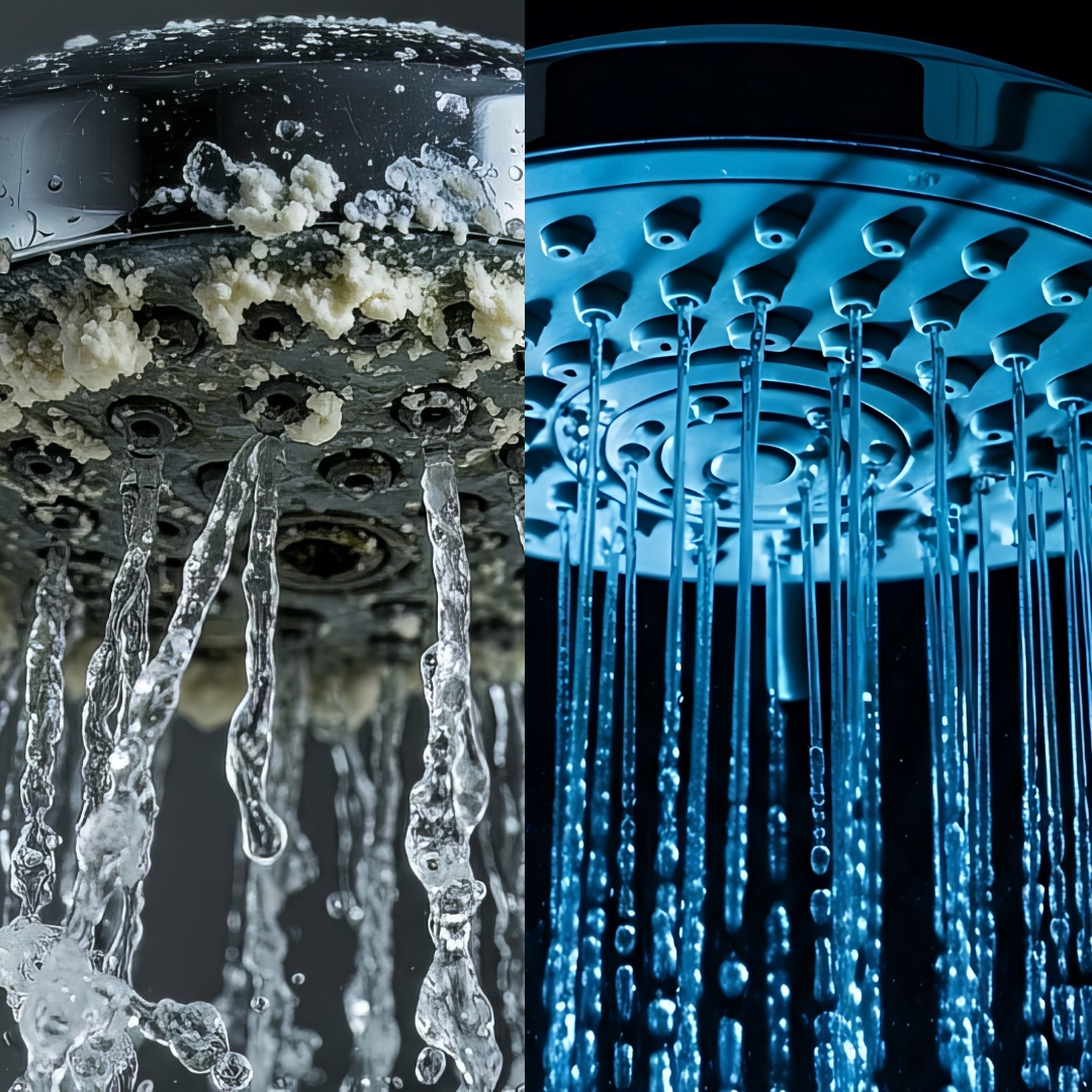 Filtered showerhead protecting hair from hard water minerals - New Orleans water quality - Wicked Hues